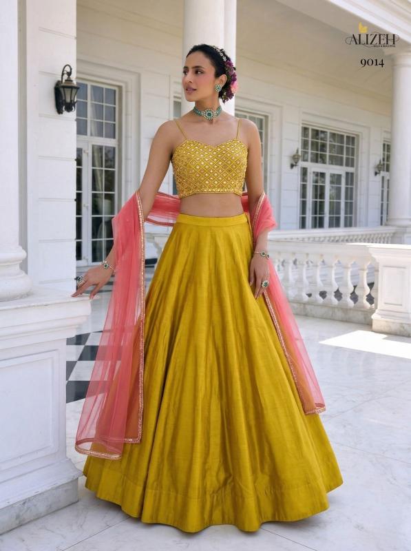Alizeh 9014 To 9016 Vichitra Silk Bridal lehengha choli wholesalers in Hyderabad